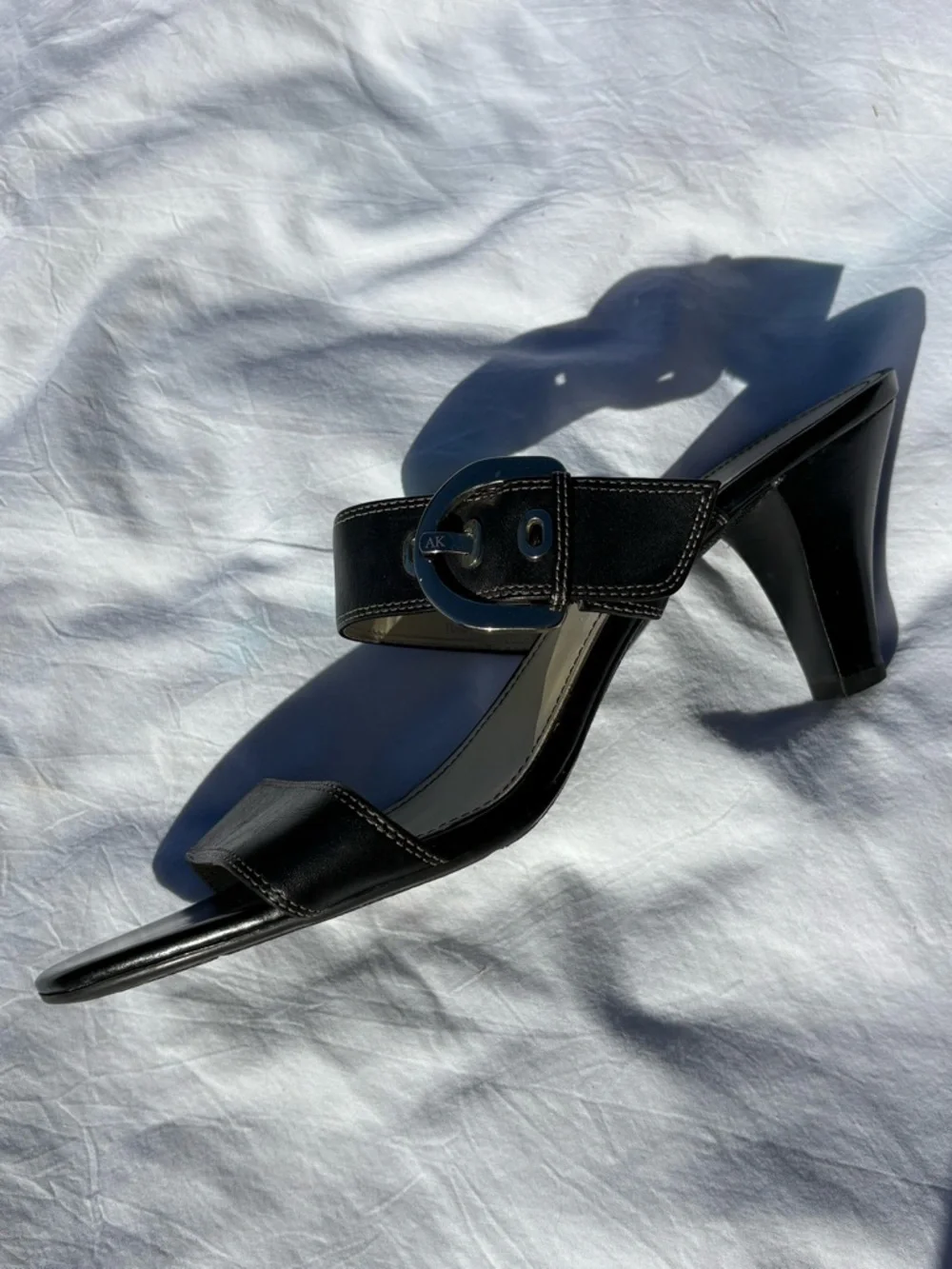 Anne Klein Black Two-Band iFlex Slide Sandals - Picture 5 of 5